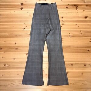NEW Commando Pants Womens Small Gray Plaid Faux Leather Crop Flare Pull On Pant